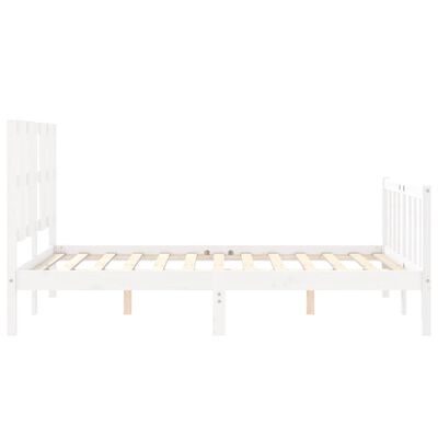 vidaXL Bedframe met hoofdbord massief hout wit 140x190 cm