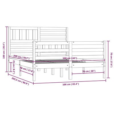 vidaXL Bedframe zonder matras massief hout 160x200 cm