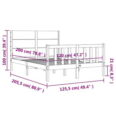 vidaXL Bedframe zonder matras massief grenenhout 120x200 cm