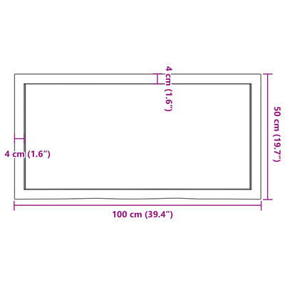 vidaXL Tafelblad 100x50x(2-4)cm behandeld eikenhout donkerbruin