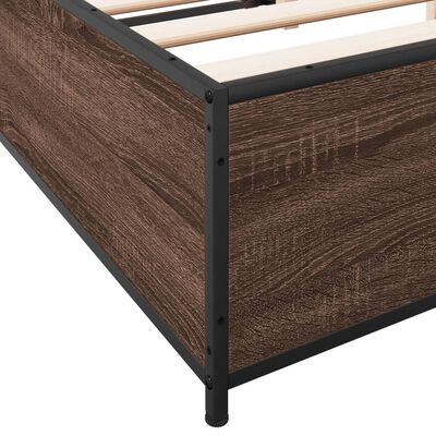 vidaXL Bedframe bewerkt hout metaal bruin eikenkleur 140x200 cm