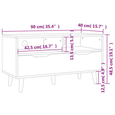 vidaXL Tv-meubel 90x40x48,5 cm bewerkt hout gerookt eikenkleurig