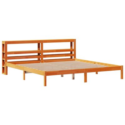 vidaXL Bedframe met hoofdbord massief grenenhout wasbruin 200x200 cm