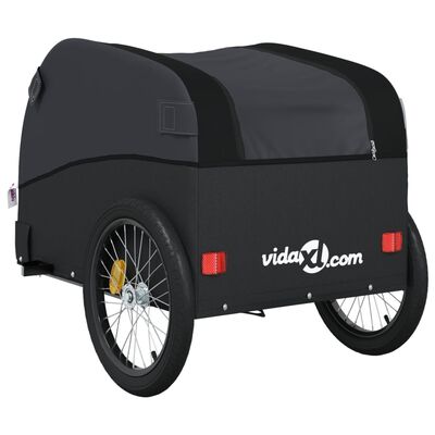 vidaXL Fietstrailer 45 kg ijzer zwart