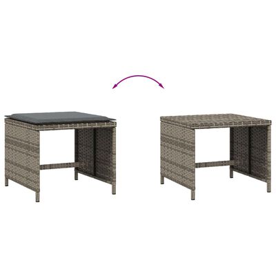 vidaXL Tuinkrukken 4 st met kussens 40x40x35 cm poly rattan grijs