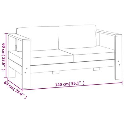 vidaXL 3-delige Loungeset met crèmewitte kussens massief hout