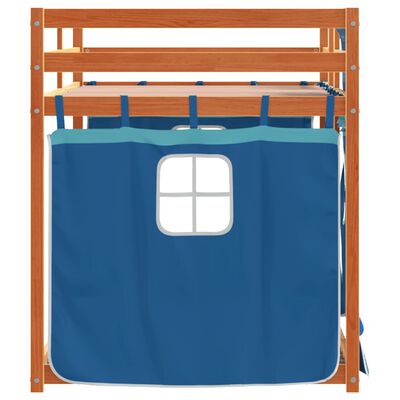 vidaXL Stapelbed met gordijnen 90x200 cm massief grenenhout blauw