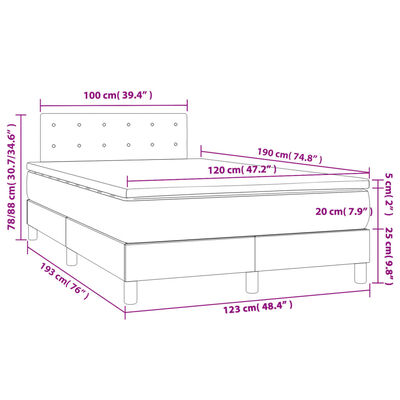 vidaXL Boxspring met matras fluweel donkergrijs 120x190 cm