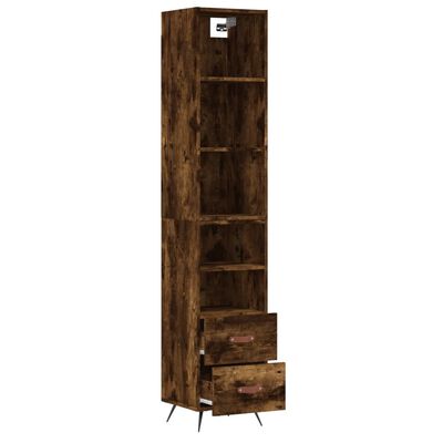 vidaXL Hoge kast 34,5x34x180 cm bewerkt hout gerookt eikenkleurig