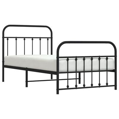 vidaXL Bedframe met hoofd- en voeteneinde metaal zwart 100x190 cm