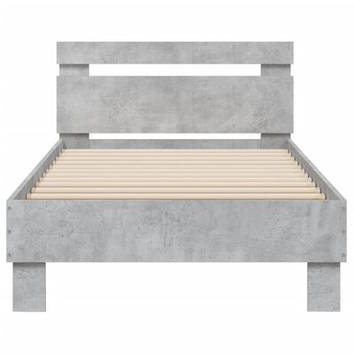 vidaXL Bedframe met hoofdbord en LED-verlichting betongrijs 90x190 cm