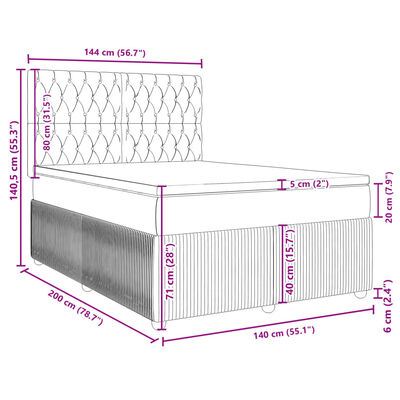 vidaXL Boxspring met matras stof donkerbruin 140x200 cm