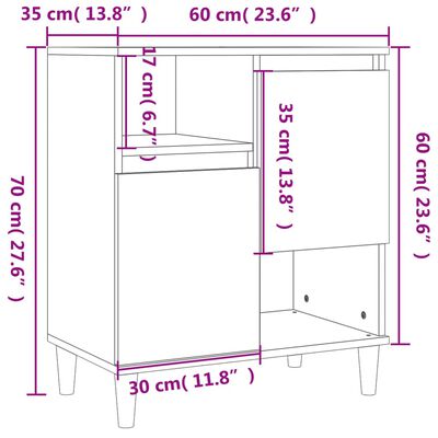 vidaXL Dressoirs 2 st 60x35x70 cm bewerkt hout betongrijs