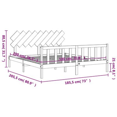 vidaXL Bedframe met hoofdbord massief hout