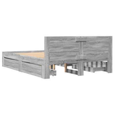 vidaXL Bedframe met hoofdeinde bewerkt hout grijs sonoma 140x190 cm