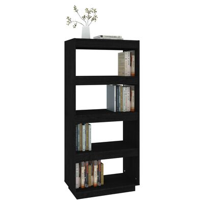 vidaXL Boekenkast/kamerscherm 60x35x135 cm massief grenenhout zwart