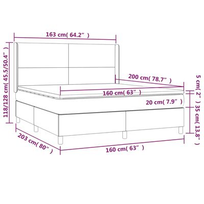 vidaXL Boxspring met matras en LED fluweel donkerblauw 160x200 cm