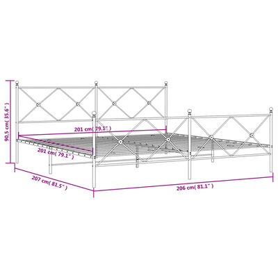 vidaXL Bedframe met hoofd- en voeteneinde metaal wit 200x200 cm