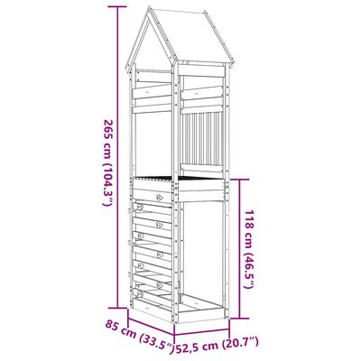 vidaXL Speeltoren met klimwand 85x52,5x265 cm geïmpregneerd hout