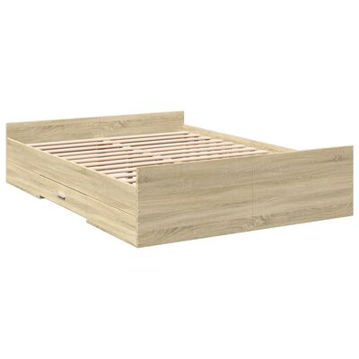 vidaXL Bedframe met lades bewerkt hout sonoma eikenkleurig 120x200 cm