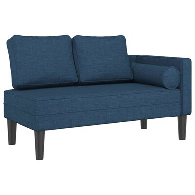 vidaXL Chaise longue met kussens stof blauw