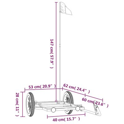 vidaXL Fietstrailer 122x53x28 cm ijzer zwart