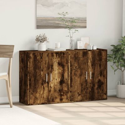 vidaXL Dressoirs 2 st 60x31x70 cm bewerkt hout gerookt eikenkleurig