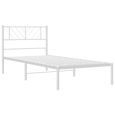 vidaXL Bedframe met hoofdbord metaal wit 90x200 cm