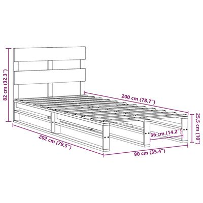 vidaXL Bedframe zonder matras massief grenenhout wit 90x200 cm