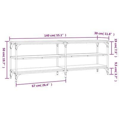 vidaXL Tv-meubel 140x30x50 cm bewerkt hout gerookt eikenkleurig