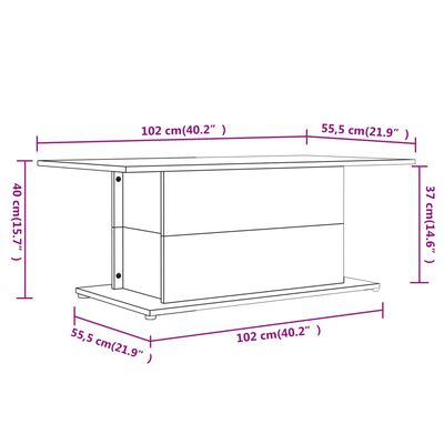 vidaXL Salontafel 102x55,5x40 cm bewerkt hout witr