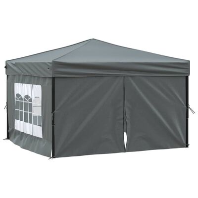 vidaXL Partytent inklapbaar met zijwanden 3x3 m antracietkleurig