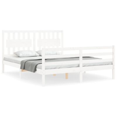 vidaXL Bedframe met hoofdbord massief hout wit