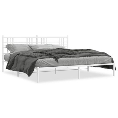 vidaXL Bedframe met hoofdbord metaal wit 193x203 cm