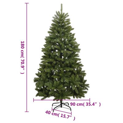 vidaXL Kunstkerstboom met scharnieren 300 LED's en kerstballen 180 cm