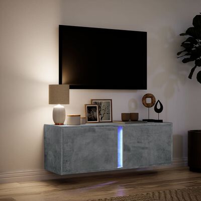 vidaXL Tv-wandmeubel met LED-verlichting 100x31x35 cm betongrijs