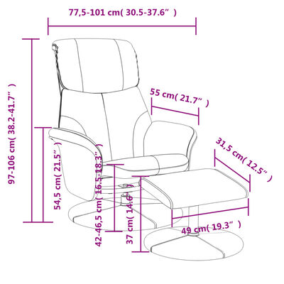 vidaXL Fauteuil verstelbaar met voetenbankje kunstleer zwart