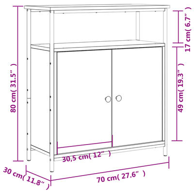 vidaXL Dressoir 70x30x80 cm bewerkt hout grijs sonoma