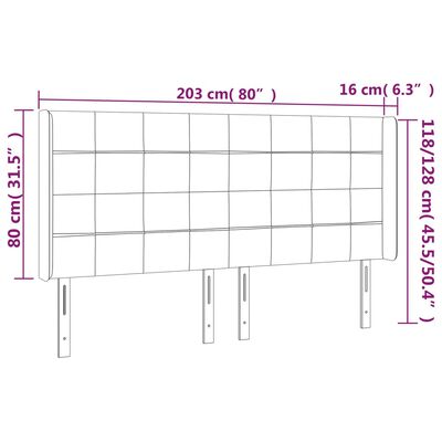 vidaXL Hoofdbord LED 203x16x118/128 cm fluweel donkergroen