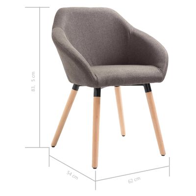 vidaXL Eetkamerstoelen 4 st draaibaar stof taupe