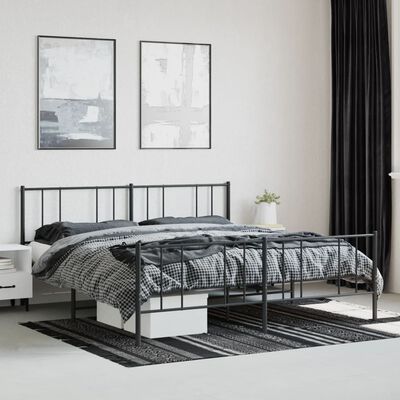 vidaXL Bedframe met voetbord zonder matras metaal zwart 180x200 cm