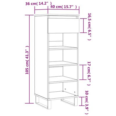 vidaXL Schoenenkast 40x36x105 cm bewerkt hout zwart