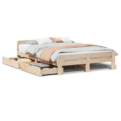 vidaXL Bedframe zonder matras massief grenenhout 140x190 cm