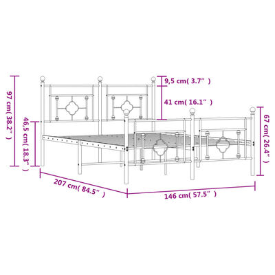 vidaXL Bedframe met hoofd- en voeteneinde metaal zwart 140x200 cm