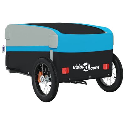 vidaXL Fietstrailer 30 kg ijzer zwart en blauw