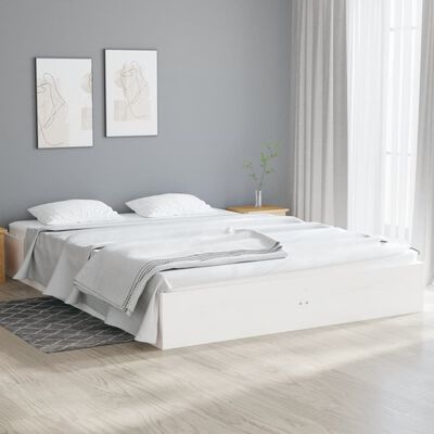 vidaXL Bedframe massief hout wit 140x190 cm