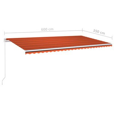 vidaXL Luifel handmatig uittrekbaar 600x350 cm oranje en bruin