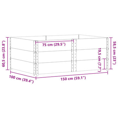 vidaXL Plantenbak 150x100 cm massief grenenhout zwart