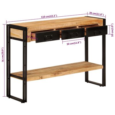 vidaXL Wandtafel 110x30x76 cm massief mangohout