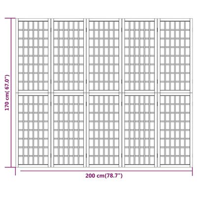 vidaXL Kamerscherm inklapbaar 5 panelen Japanse stijl 200x170 cm